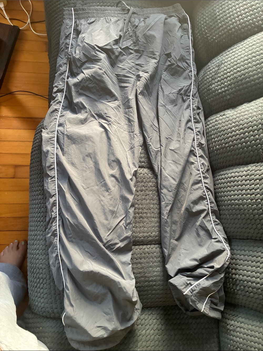 Gray Men's Track Pants with Side Piping